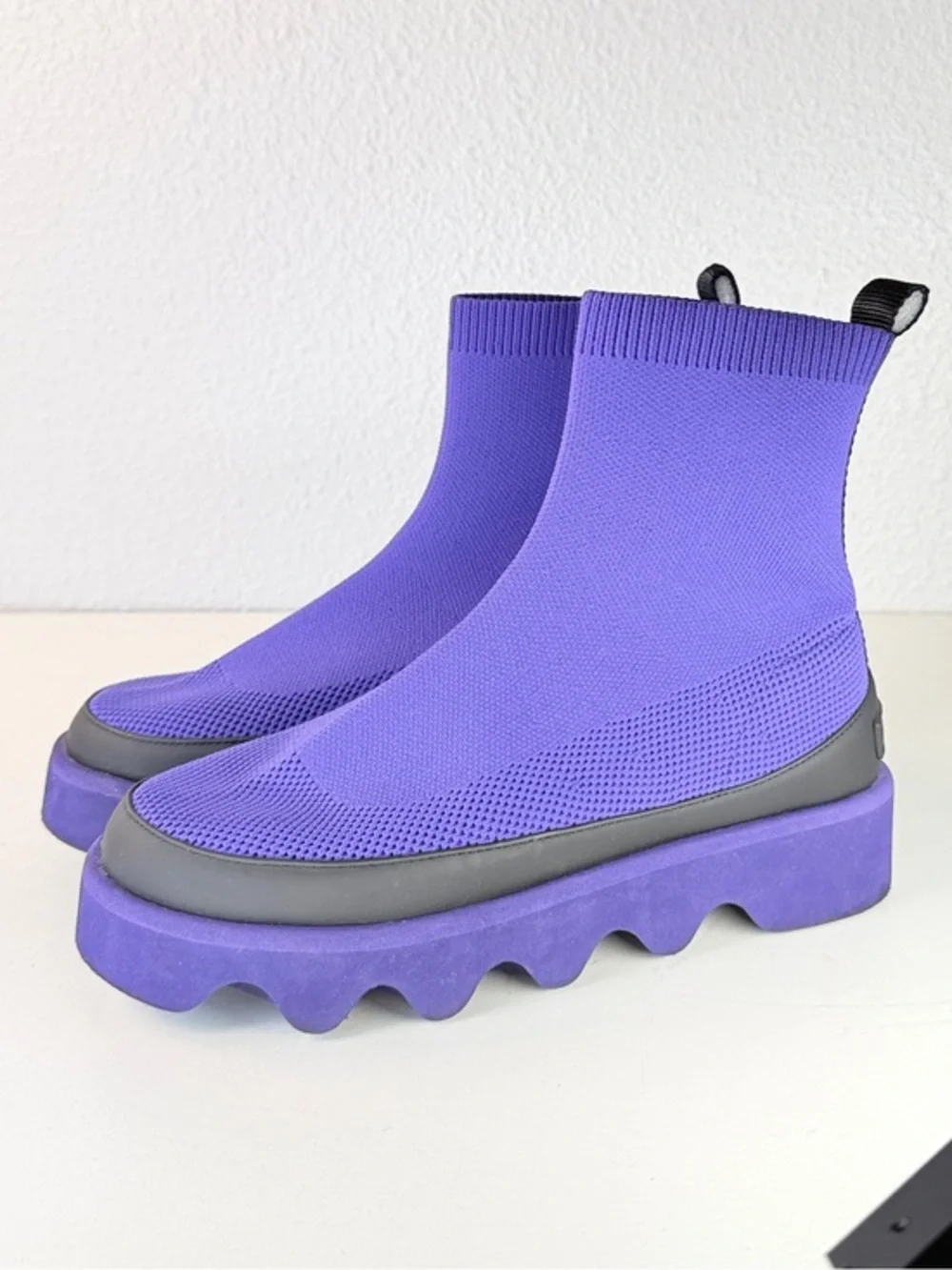 Issey Miyake x United Nude Purple Knit Platform Ankle Boots Size EU 35 US 5